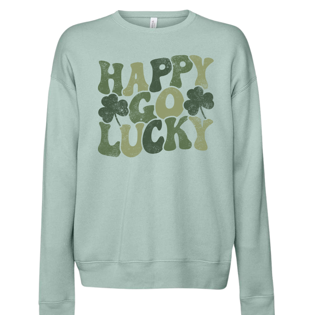 Happy Go Lucky Dressing Festive Dusty Blue crewneck