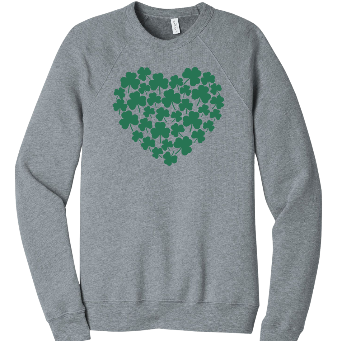 Shamrock Heart Dressing Festive grey crewneck