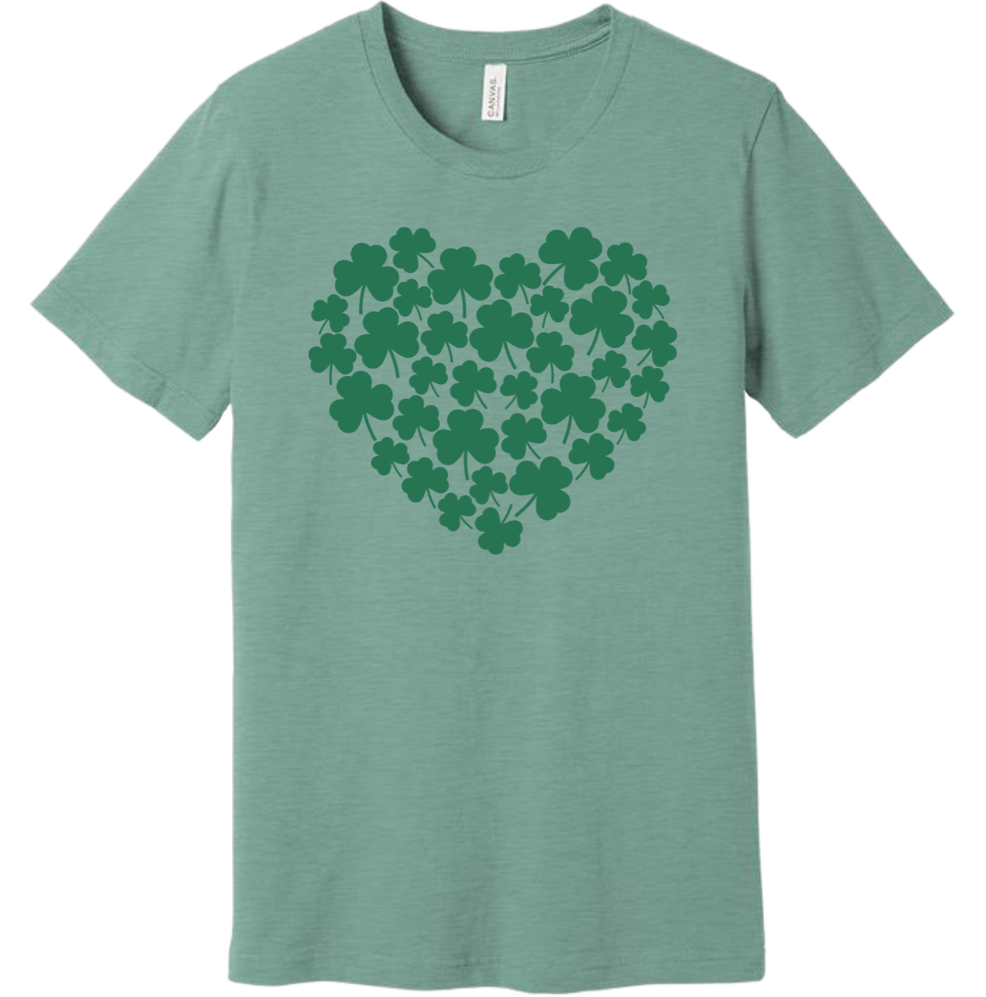 Shamrock Heart Dressing Festive dusty blue T-shirt