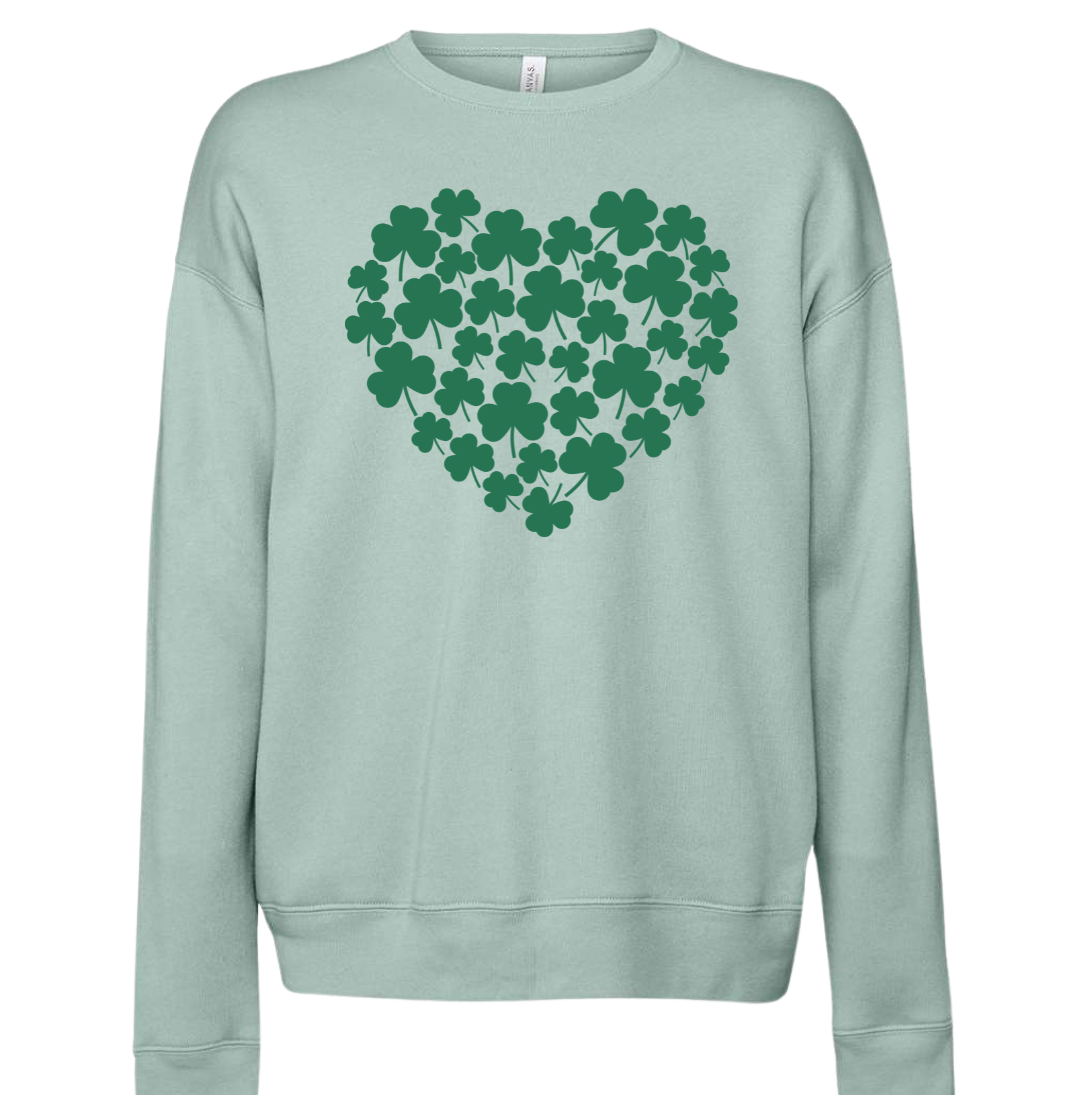 Shamrock Heart Dressing Festive dusty blue crew neck