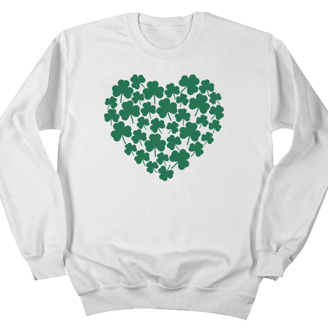 Shamrock Heart Dressing Festive white crewneck