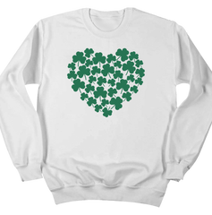 Shamrock Heart Dressing Festive white crewneck