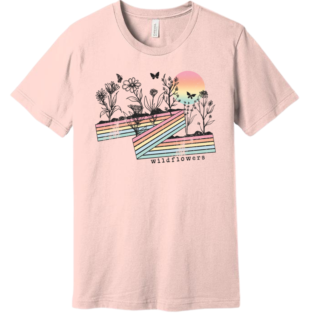 Wildflowers Retro Dressing Festive soft pink T-shirt