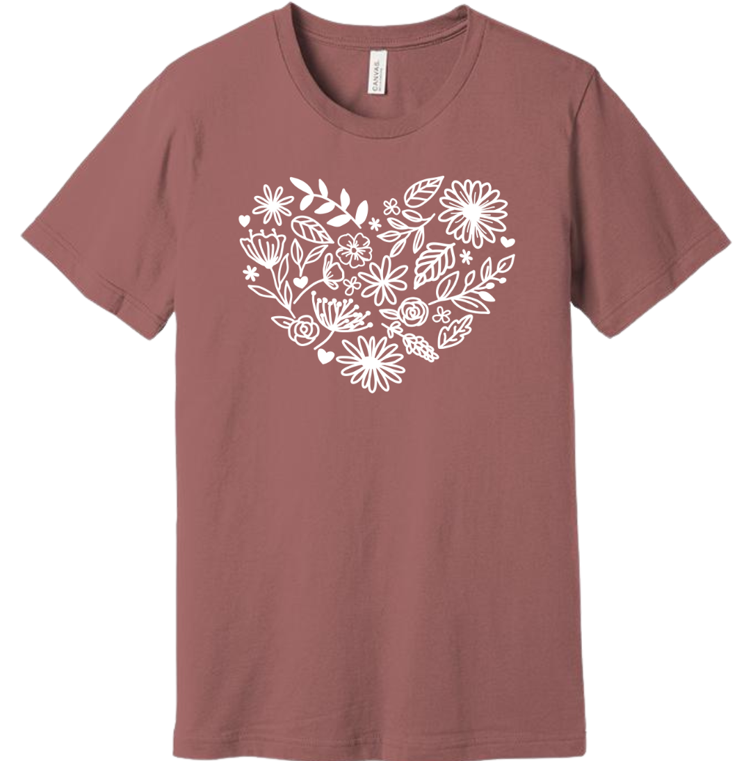 Flower Heart Dressing Festive T-shirt mauve
