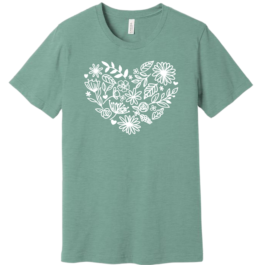 Flower Heart Dressing Festive T-shirt dusty blue