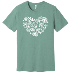 Flower Heart Dressing Festive T-shirt dusty blue