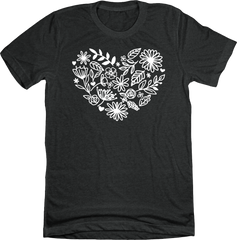 Flower Heart Dressing Festive T-shirt charcoal