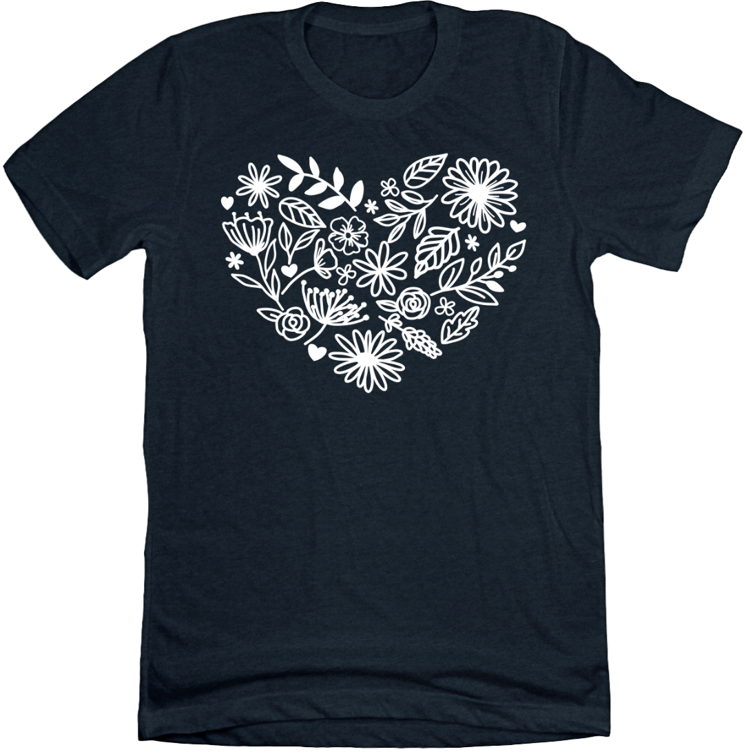 Flower Heart Dressing Festive T-shirt navy