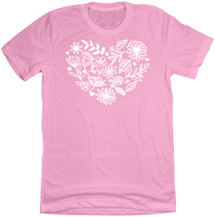 Flower Heart Dressing Festive T-shirt pink