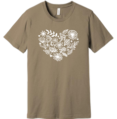 Flower Heart Dressing Festive T-shirt tan