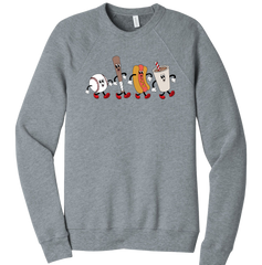 Retro Baseball Snacks Dressing Festive T-shirt grey crew