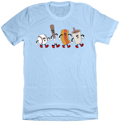 Retro Baseball Snacks Dressing Festive T-shirt light blue T-shirt