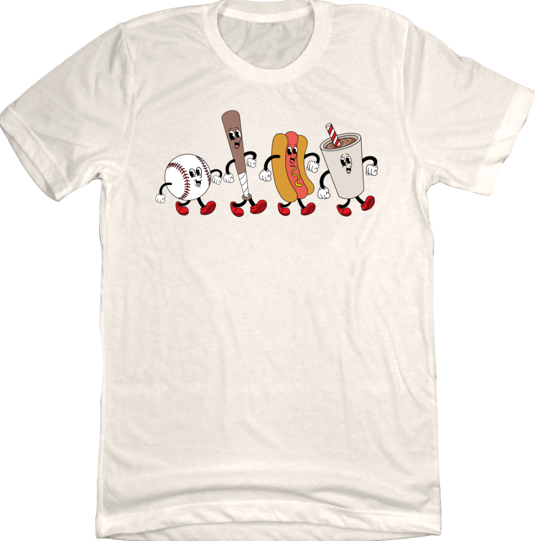 Retro Baseball Snacks Dressing Festive T-shirt natural white