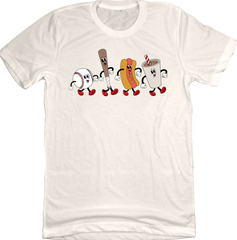 Retro Baseball Snacks Dressing Festive T-shirt natural white