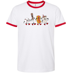 Retro Baseball Snacks Dressing Festive T-shirt red ringer