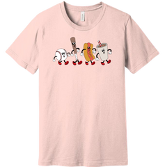 Retro Baseball Snacks Dressing Festive T-shirt soft pink