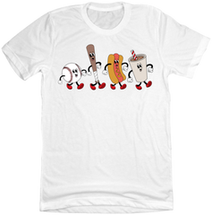 Retro Baseball Snacks Dressing Festive T-shirt white