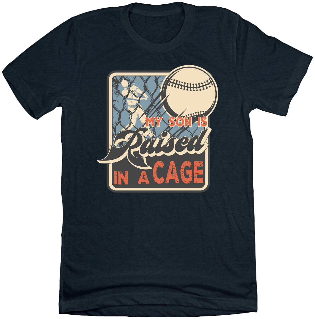 My Son is Raised in a Cage Dressing Festive navy T-shirt