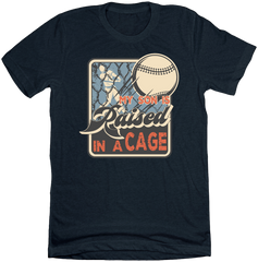 My Son is Raised in a Cage Dressing Festive navy T-shirt