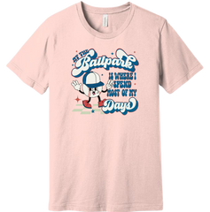 At The Ballpark is Where I Spend Most of My Days Dressing Festive soft pink T-shirt