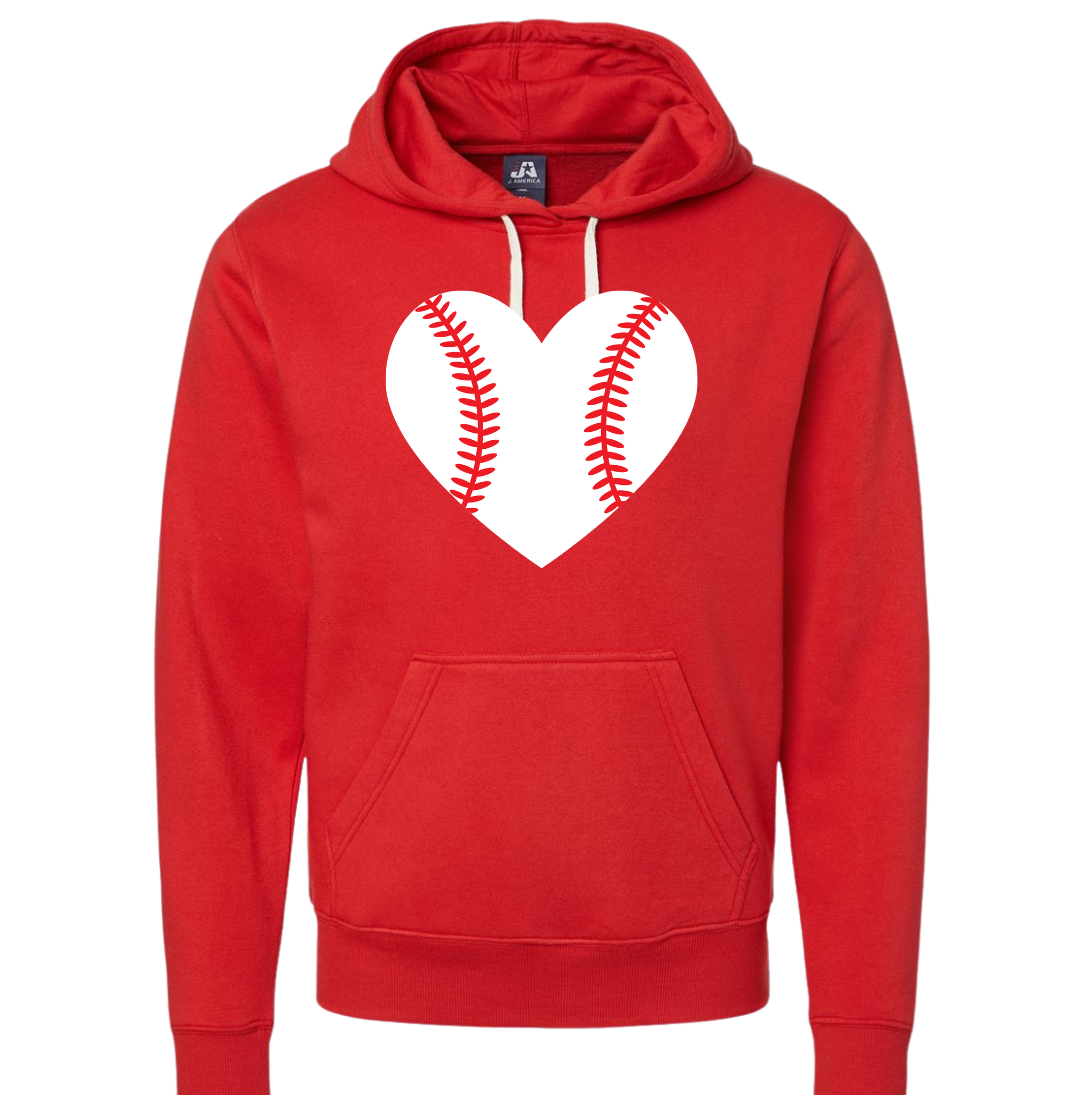 Baseball Heart Dressing Festive red hoodie