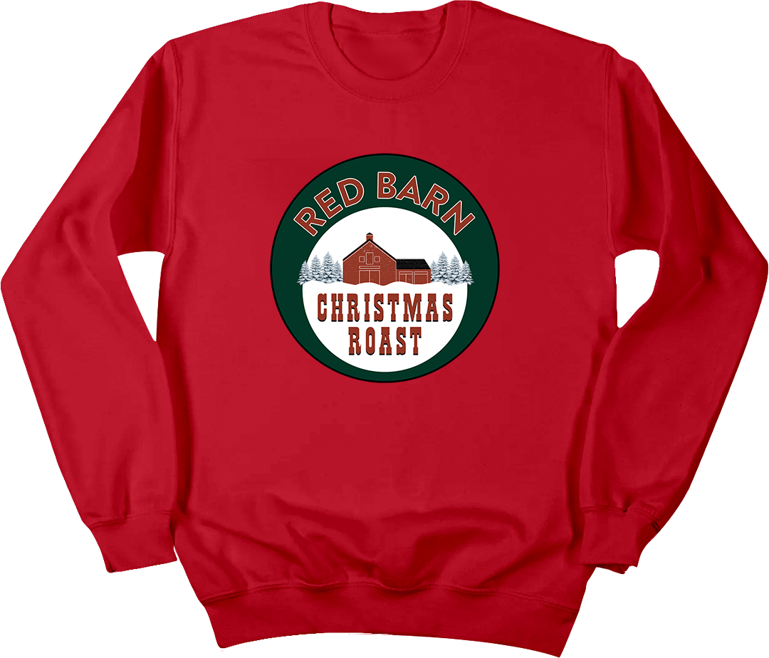 Red Barn Christmas Roast Coffee Dressing Festive Red crewneck