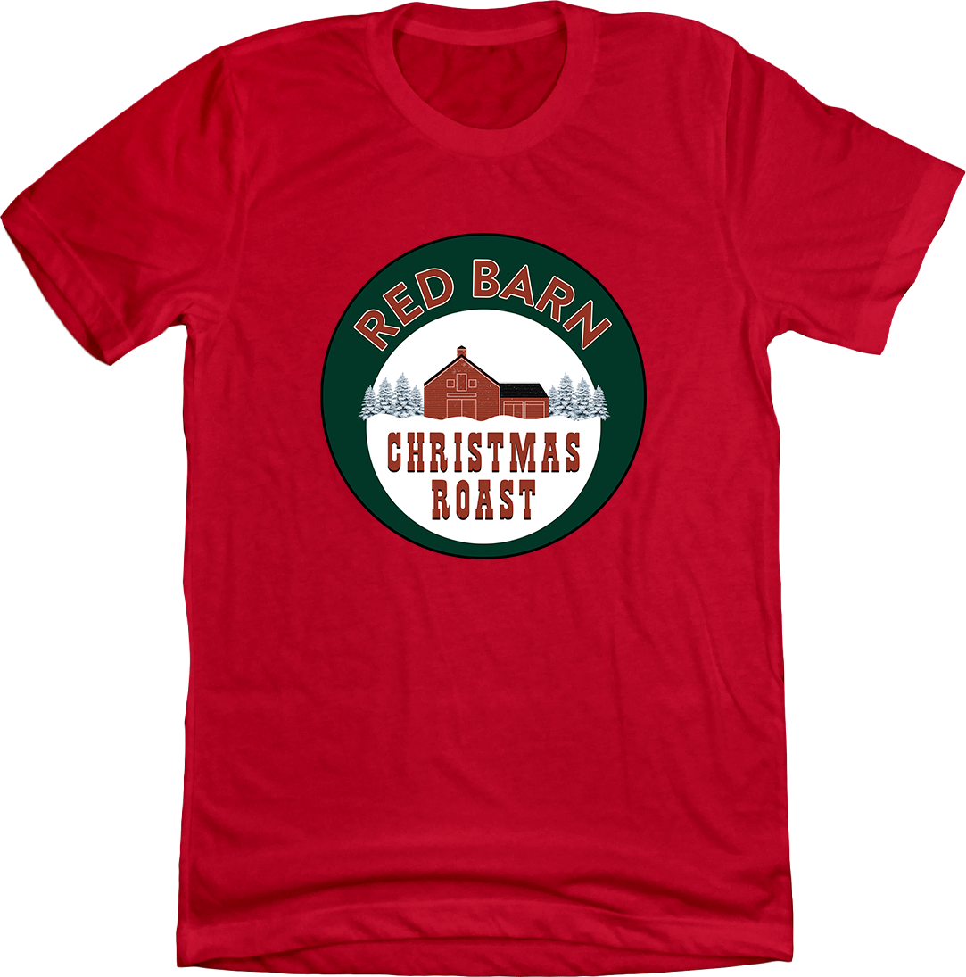 Red Barn Christmas Roast Coffee Dressing Festive Red T-shirt