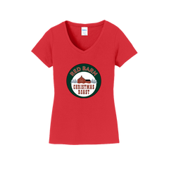 Red Barn Christmas Roast Coffee Dressing Festive Red V-Neck