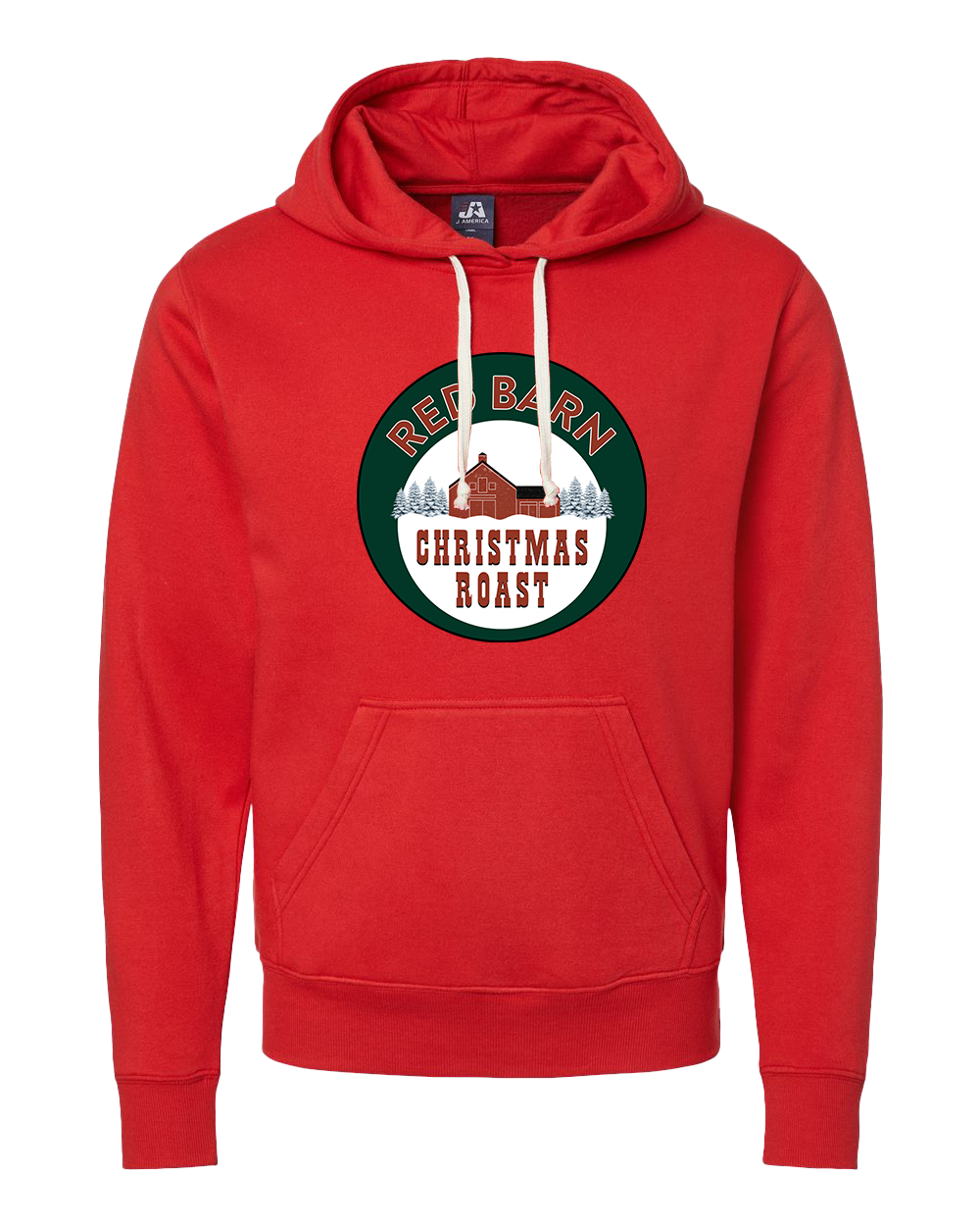 Red Barn Christmas Roast Coffee Dressing Festive Red hoodie
