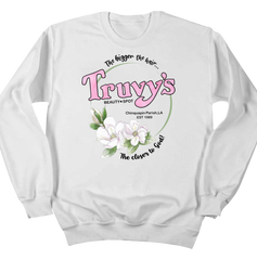 Truvy's Beauty Spot Steel Magnolia's Dressing Festive  white crewneck