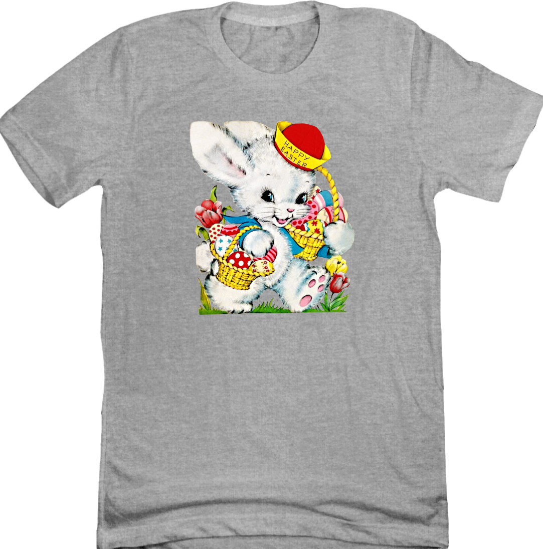 Vintage Easter Bunny with Basket Dressing Festive T-shirt grey