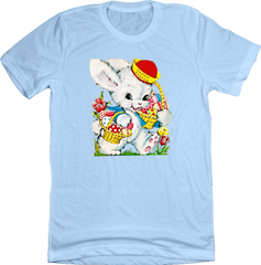 Vintage Easter Bunny with Basket Dressing Festive T-shirt blue