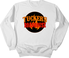 Tucker's Roadhouse Logo Dressing Festive white crewneck