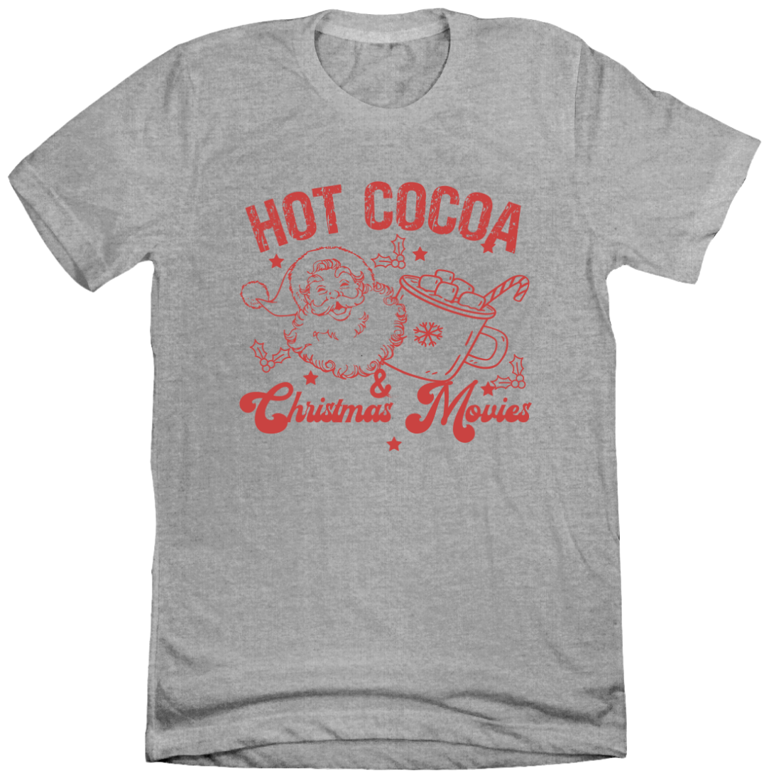 Hot Cocoa and Christmas Movies Dressing Festive grey T-shirt
