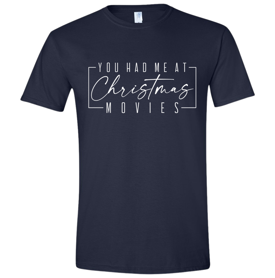 You Had Me at Christmas Movies Dressing Festive Navy T-shirt