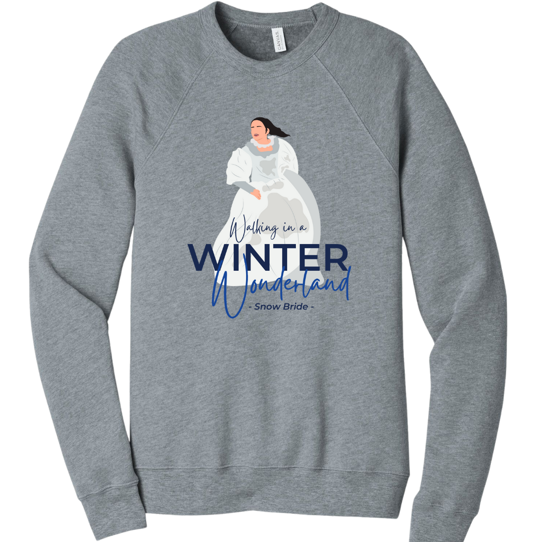 Walking in a Winter Wonderland Snow Bride Dressing Festive grey crewneck