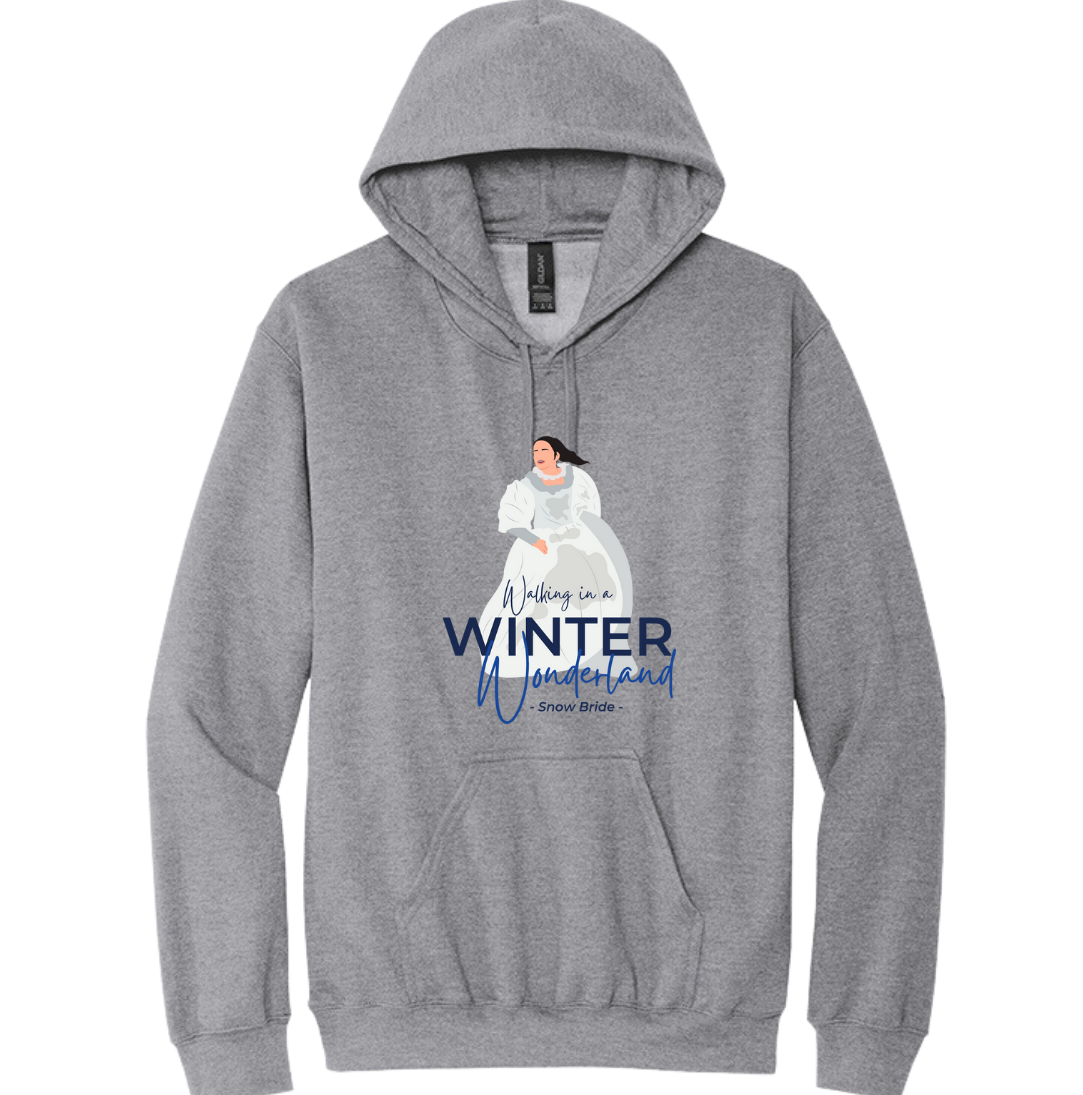 Walking in a Winter Wonderland Snow Bride Dressing Festive grey Hoodie