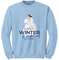 Walking in a Winter Wonderland Snow Bride Dressing Festive light blue crewneck