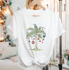 Palm Tree Christmas T-shirt Dressing Festive White