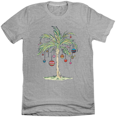 Palm Tree Christmas T-shirt Dressing Festive grey