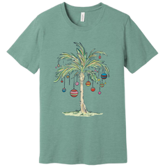 Palm Tree Christmas T-shirt Dressing Festive dusty blue