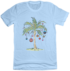 Palm Tree Christmas T-shirt Dressing Festive light blue