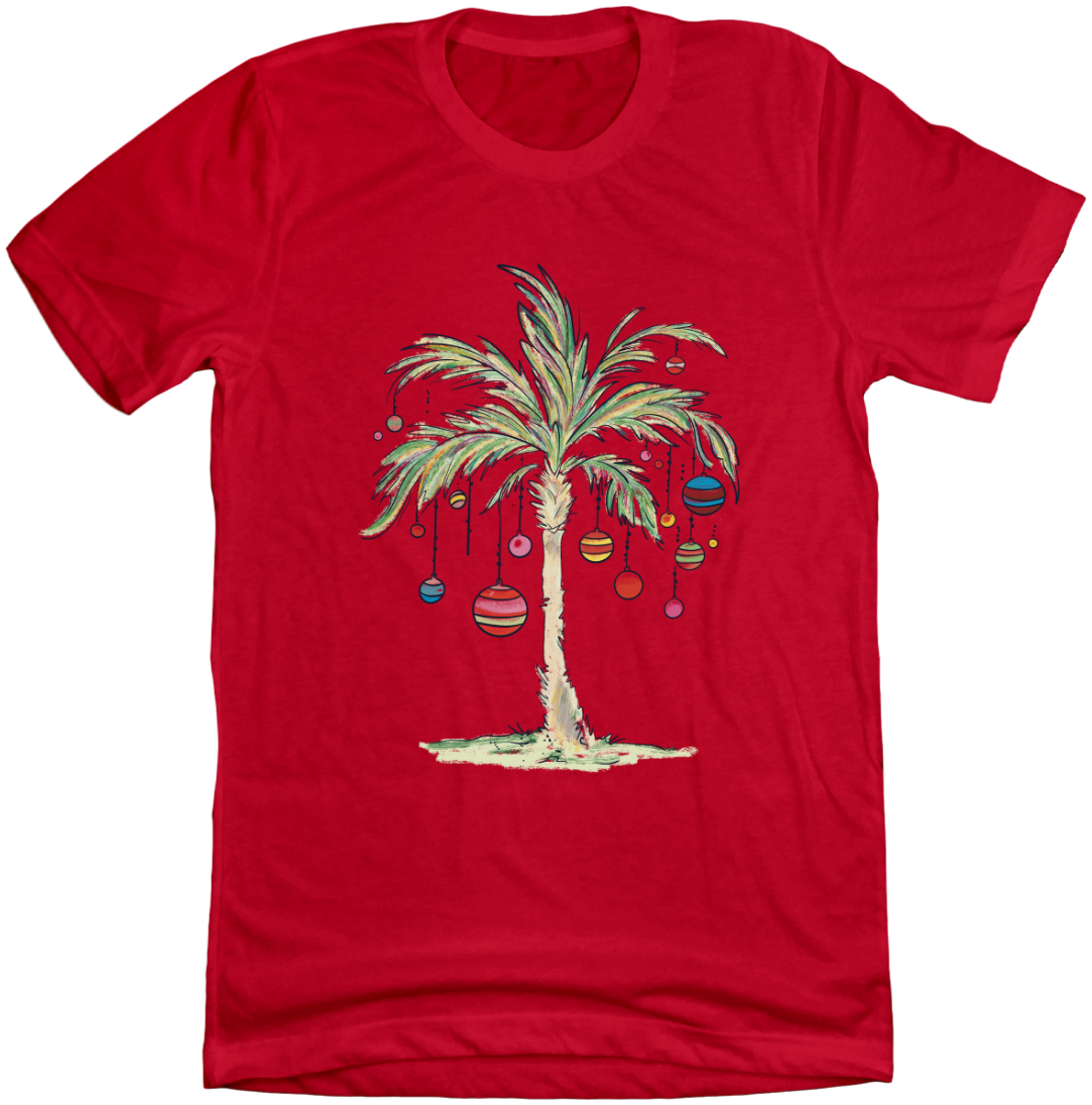 Palm Tree Christmas T-shirt Dressing Festive red