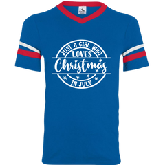 Just a Girl That Loves Christmas Movies Dressing Festive royal ringer tee