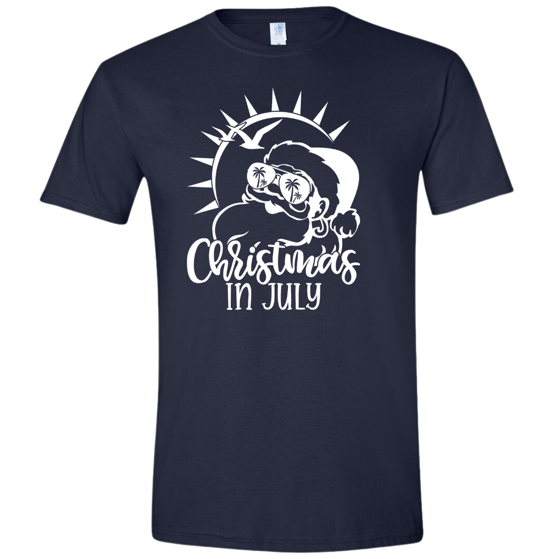 Christmas in July White Version Dressing Festive navy tee