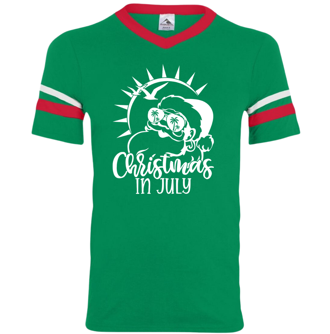 Christmas in July White Version Dressing Festive green ringer tee