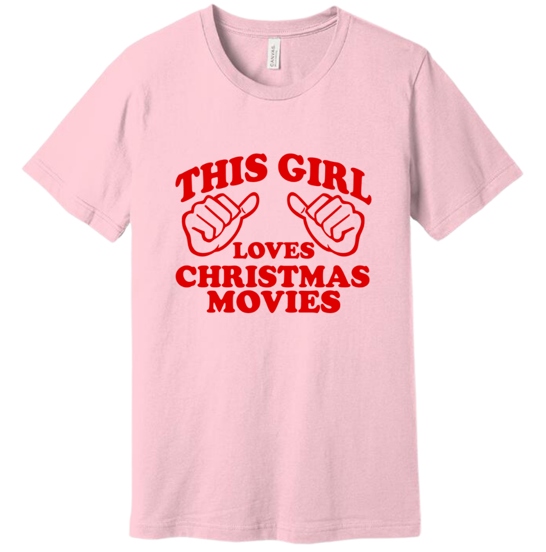 This Girl Loves Christmas Movies Red Version pink