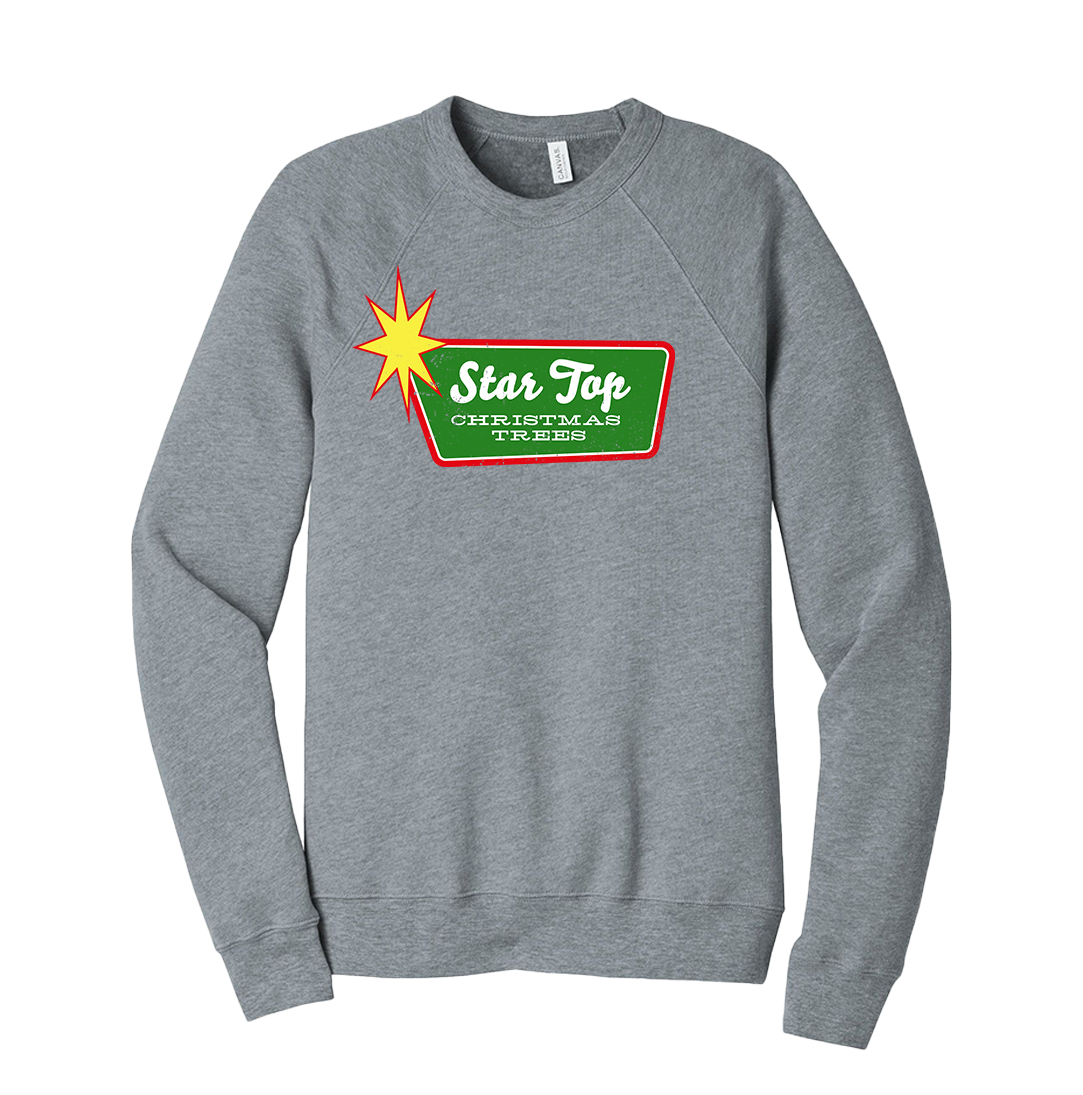 Star Top Christmas Trees Fleece Dressing Festive grey Crew
