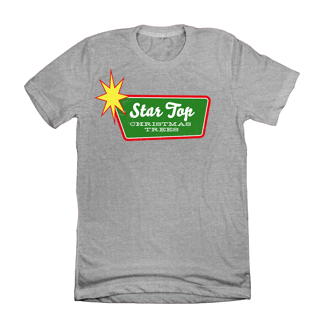 Star Top Christmas Trees T-shirts Dressing Festive grey tee