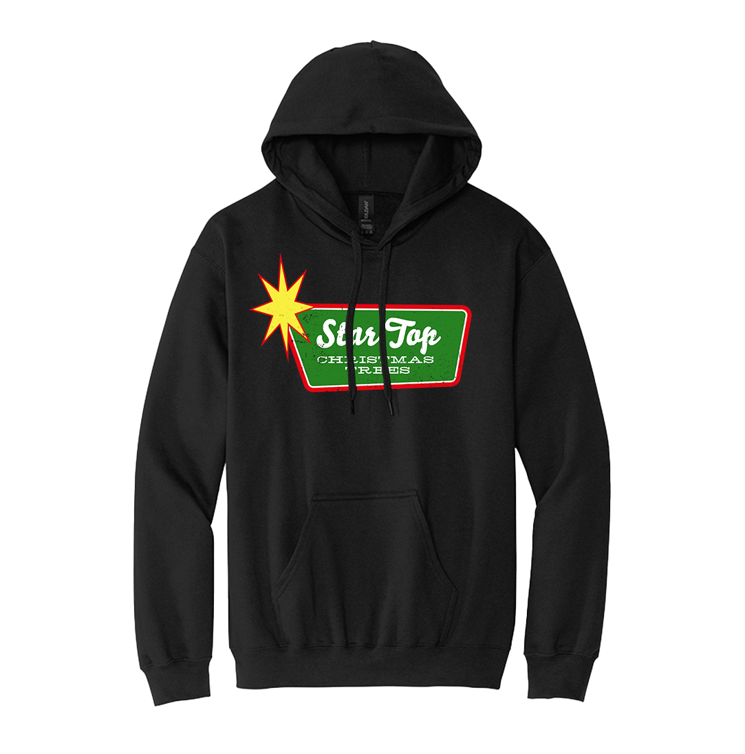 Star Top Christmas Trees Fleece Dressing Festive black hoodie